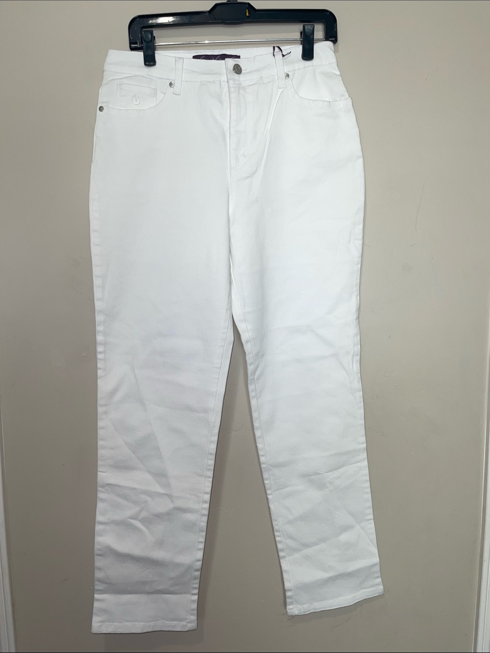 Gloria Vanderbilt Amanda Women’s White Denim Jeans Tapered Mid Rise Stretch 10